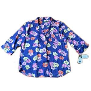 Ralph Lauren Navy Floral Garment Top Size XL